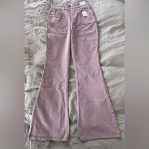 Pink Wide Leg Flare Jeans with High Waist